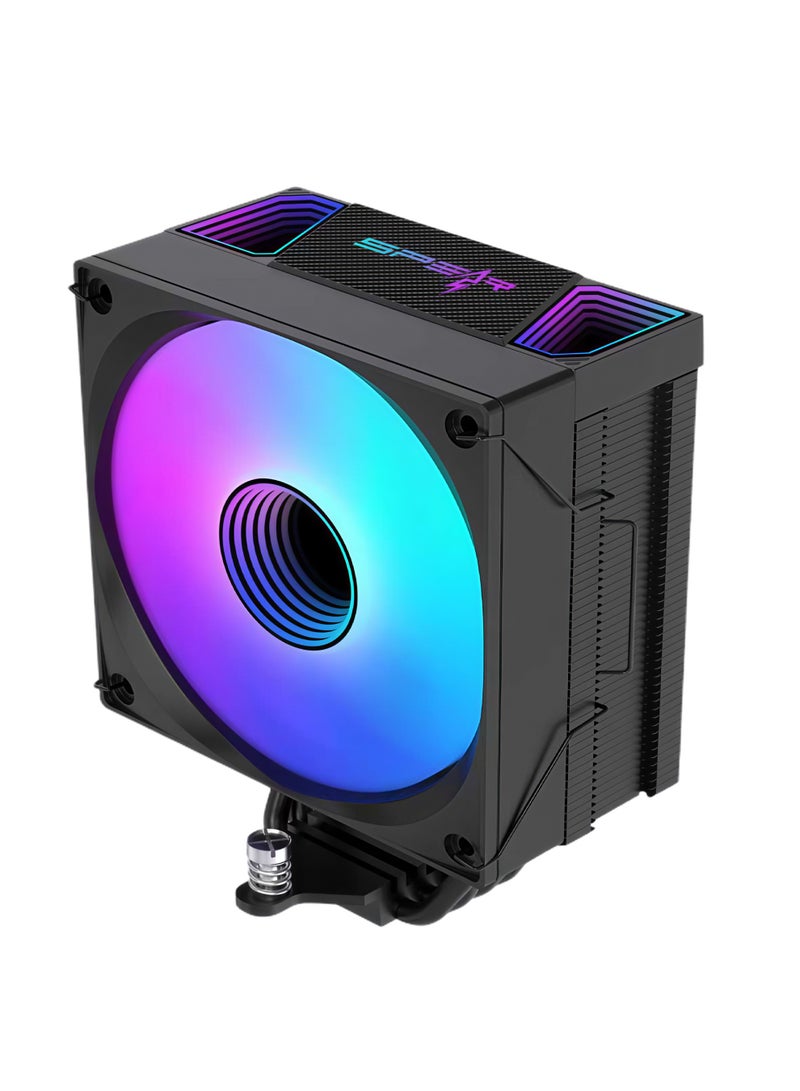 Spear Pc H400T PWM ARGB 120mm CPU Air Cooler Black, 4 Copper Heat Pipes, 205W TDP, AM5 & LGA1700 Compatible - Image 2